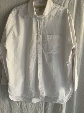 Banana Republic White Long Sleeve Cotton Button-Down Shirt